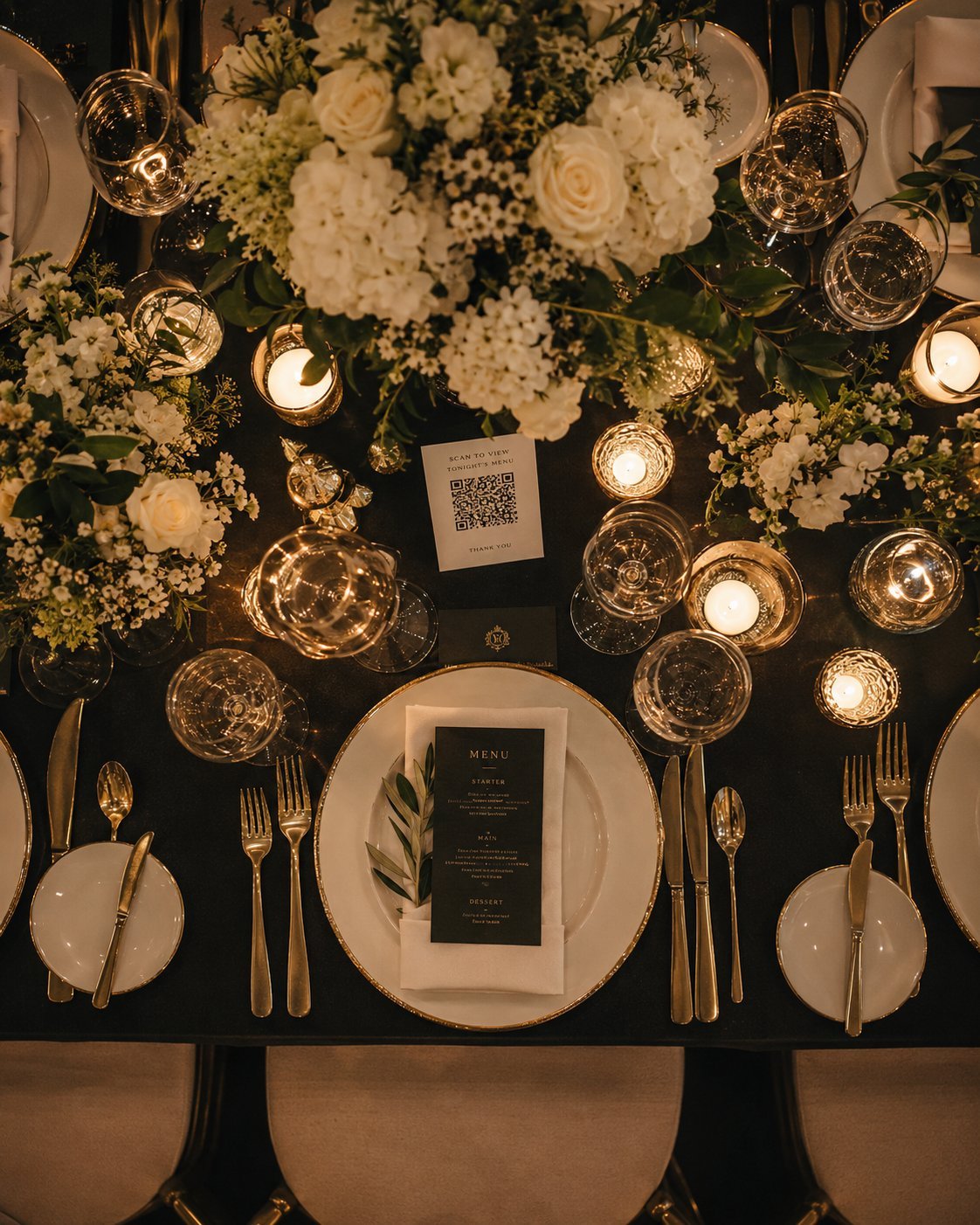QR en mesa elegante